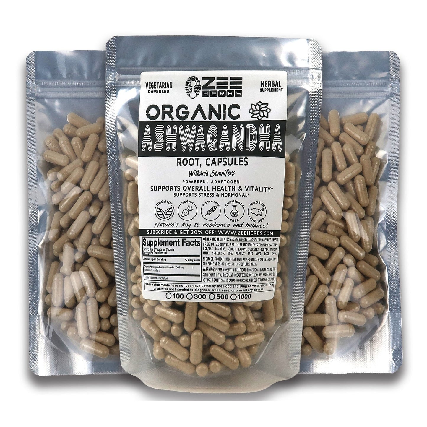 Ashwagandha Capsules - 1500mg Natural Adaptogenic Support for Balance & Vitality