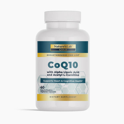 Nature's Lab Gold CoQ10 + Alpha Lipoic Acid + Acetyl L-Carnitine HCl - 60 Capsules