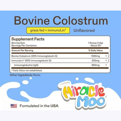 Miracle Moo Colostrum Supplement – Gut Health, Hair Growth, Beauty & Immune Support | 30 Servings