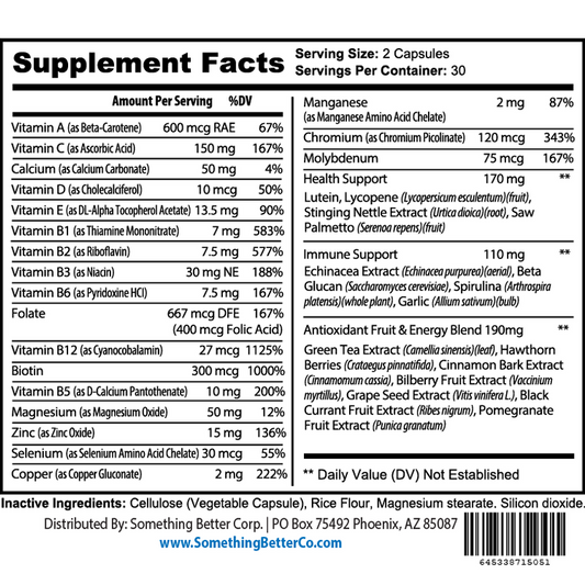 Multivitamin Vitamin Supplements for Men - 60 Capsules