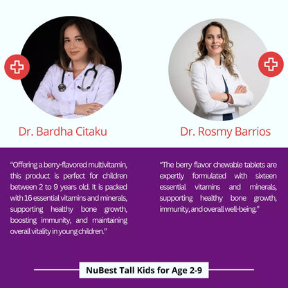 NuBest Tall Kids 60 Chewable Tablets, Helps Kids Healthy Growth for Age 2-9