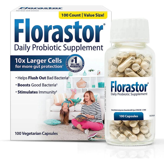 Florastor Probiotics for Digestive and Immune Health, 100 Capsules