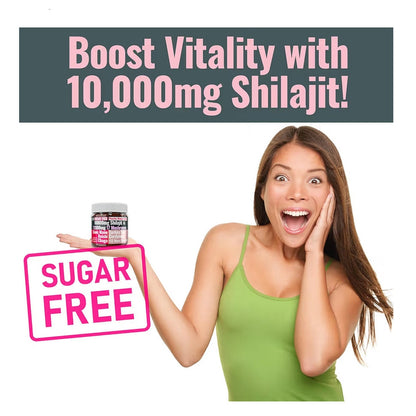 Shilajit + 17 Mushroom Complex Gummies 🍄 | 22,000mg All-in-One Energy & Immunity Booster 💪 | Sugar-Free Peach Mango Flavor 🍑