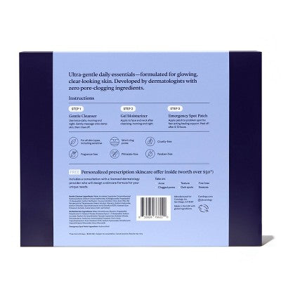 Curology Skincare Starter Set Gentle Essentials Kit for All Skin Types 3ct - Imperfect Box