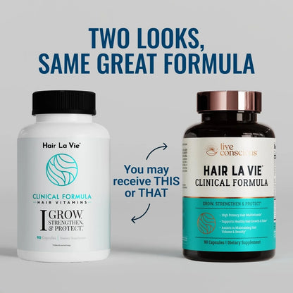 Hair La Vie Live Conscious Clinical Formula – 90‑Count Hair Growth Vitamins (Biotin, Saw Palmetto, Collagen)