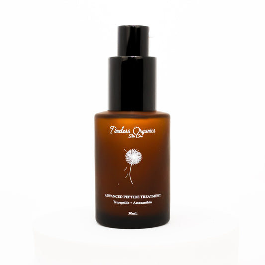 Brown skincare bottle with black cap on a white background