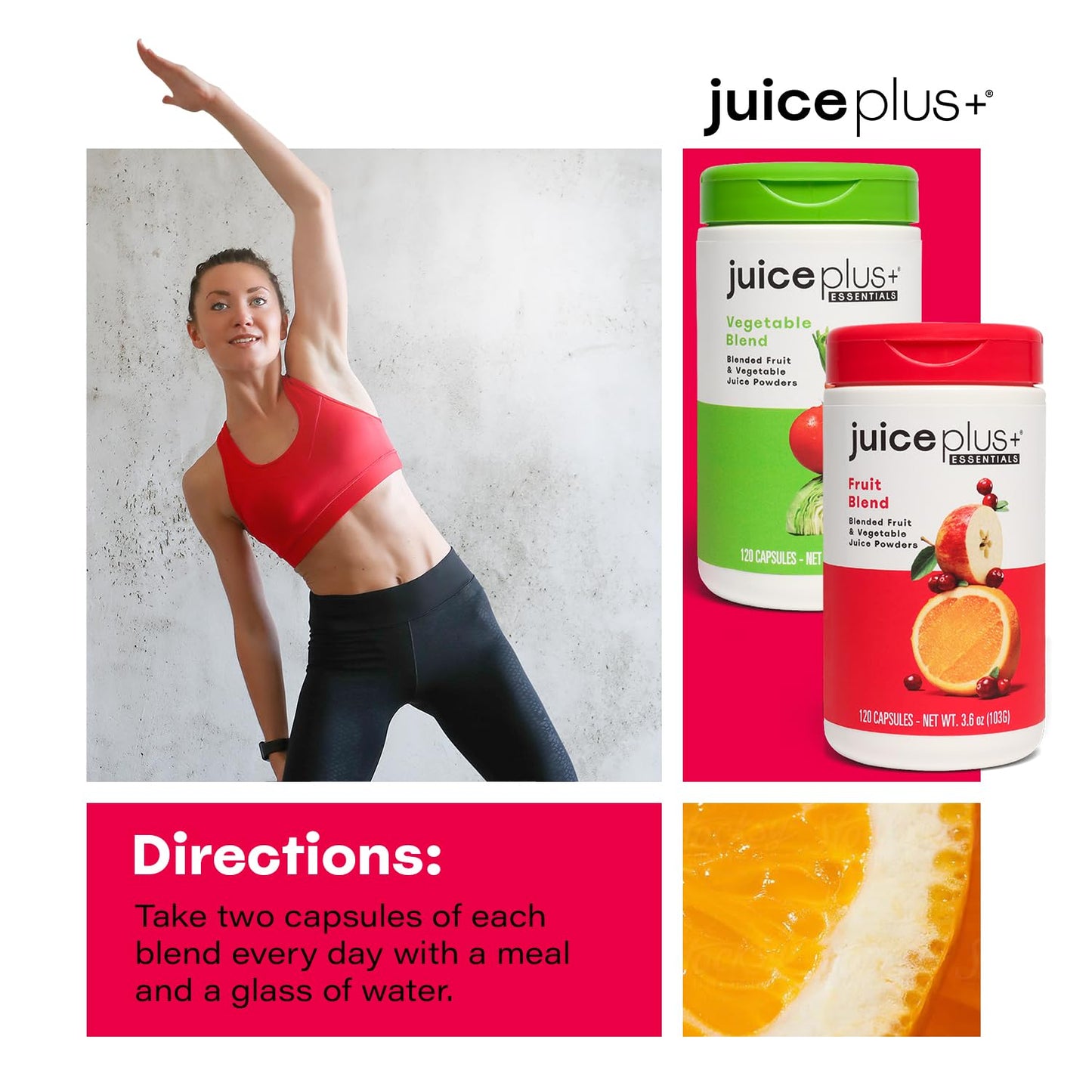 Juice Plus+ Fruit & Vegetable Blend - Fruit and Vegetable Supplement - Whole Food Ingredients like Kale, Beet, Cranberry and More - Vegan, Non-GMO - 2 Bottles (120 Capsules Each)
