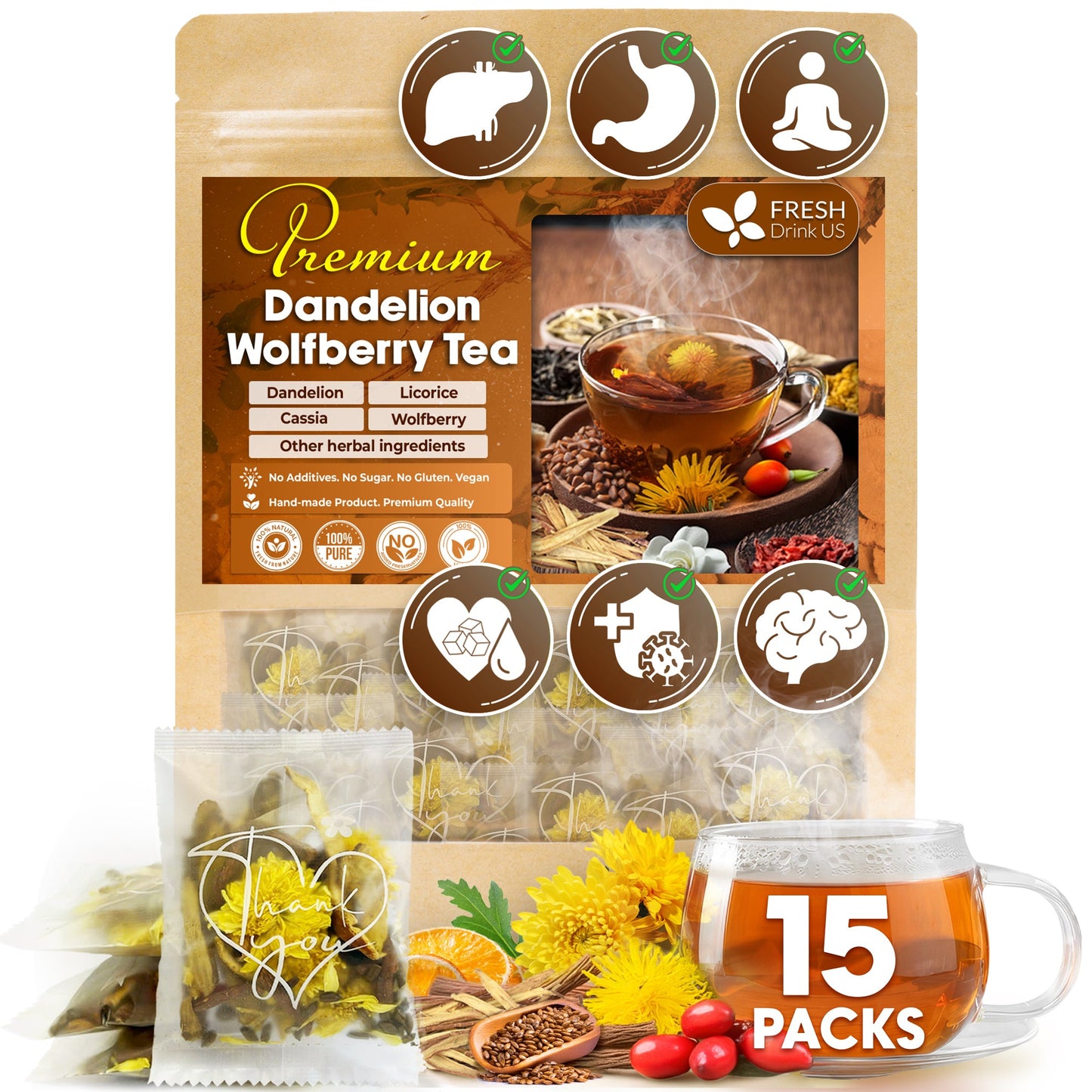 Dandelion Wolfberry Tea, 7 Herbal Ingredients