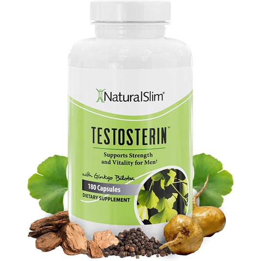 NaturalSlim Testosterone Booster for Men – 180 Capsules for Strength, Energy & Metabolism Support