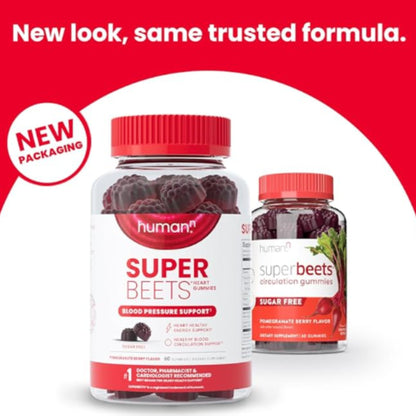humanN SuperBeets Circulation Gummies – 60 Count (Pack of 2) | Heart-Healthy Energy with Grape Seed Extract & Beet Root Powder