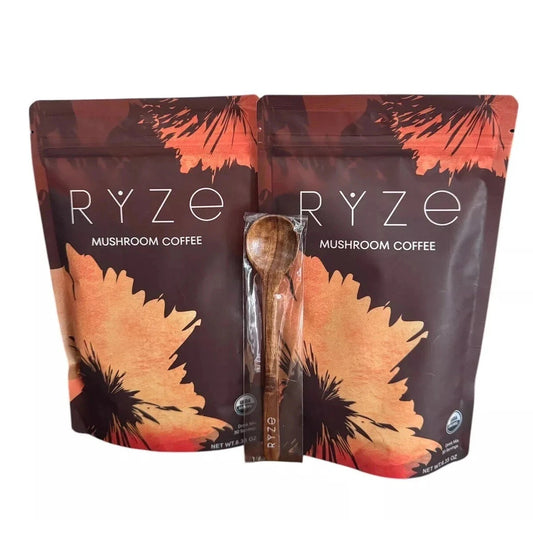 2 Pack Ryze Organic Mushroom Coffee W/ 1 RYZE Spoon 100% Authentic FREE SHIPPING