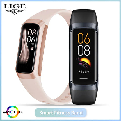 LIGE Amoled Smart Watch Men 2026 Smart Band Women Heart Rate Blood Smartwartch Waterproof Smart Bracelet Sport Fitness Tracker