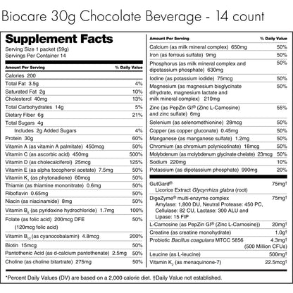 30G Protein Chocolate Biocare Dietary Beverage 14-Count