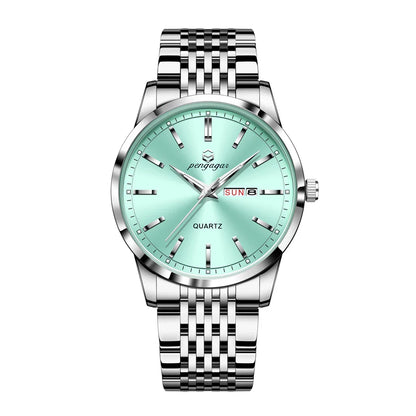 PENGAGAR Luxury Watch For Man Waterproof Luminous Date Week Stainless Steel Men Watch Casual Quartz Men's Watches Male Clock+box