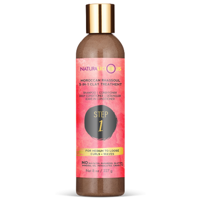 Step 1: Moroccan Rhassoul 5-in-1 Clay Treatment (For Loose Curls)