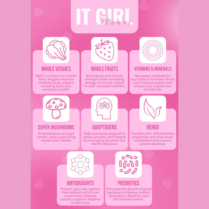 It Girl Snack - Superfoods Greens Gummies in Pink Starburst Flavor