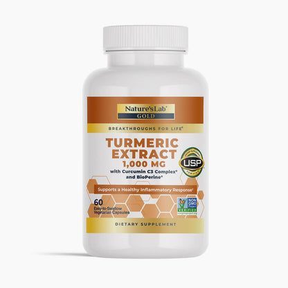 Nature's Lab Gold Turmeric Extract with Curcumin C3 and BioPerine - 60 capsules