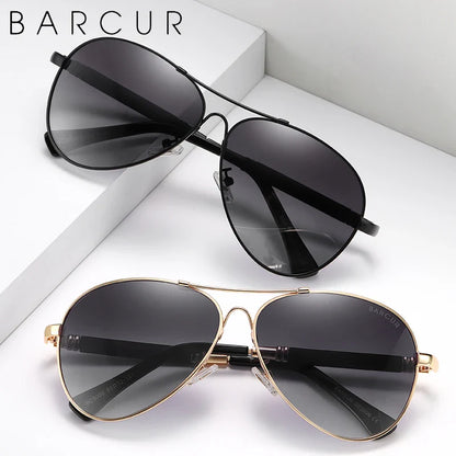 BARCUR Polarized Pilot Sunglasses for Men – Stylish Anti Blue Light UV400 Protection Gradient Mirror Lens Stainless Steel Trendy Frame – Fashion Aviator Sun Glasses for Men Ideal for Driving Travel Summer & Outdoor Activities