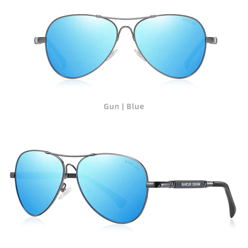 BARCUR Polarized Pilot Sunglasses for Men – Stylish Anti Blue Light UV400 Protection Gradient Mirror Lens Stainless Steel Trendy Frame – Fashion Aviator Sun Glasses for Men Ideal for Driving Travel Summer & Outdoor Activities