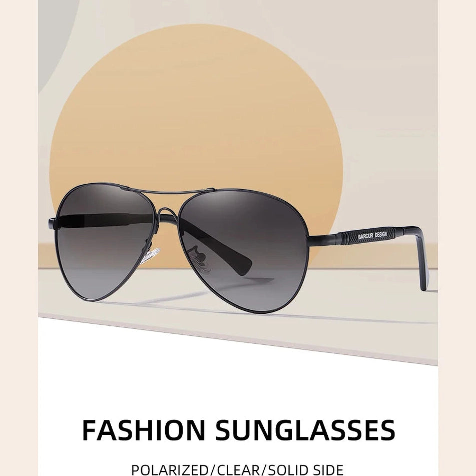 BARCUR Polarized Pilot Sunglasses for Men – Stylish Anti Blue Light UV400 Protection Gradient Mirror Lens Stainless Steel Trendy Frame – Fashion Aviator Sun Glasses for Men Ideal for Driving Travel Summer & Outdoor Activities