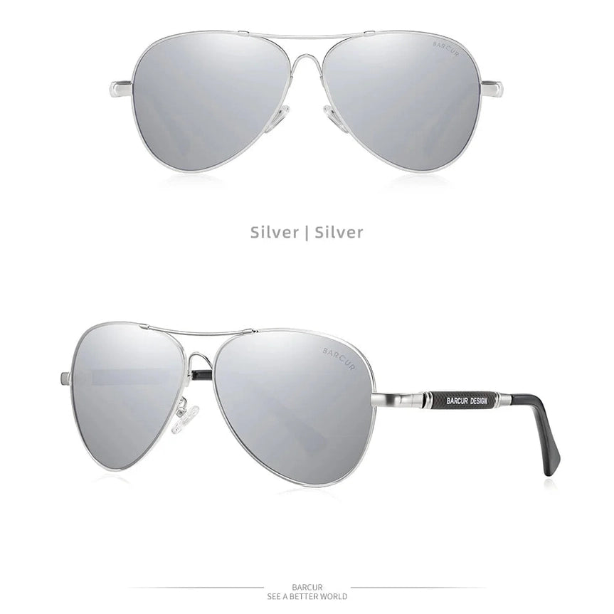 BARCUR Polarized Pilot Sunglasses for Men – Stylish Anti Blue Light UV400 Protection Gradient Mirror Lens Stainless Steel Trendy Frame – Fashion Aviator Sun Glasses for Men Ideal for Driving Travel Summer & Outdoor Activities