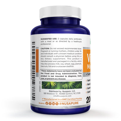 NusaPure Vitamin E Mixed Tocopherols - Suitable for Vegetarian/Vegan, Non - GMO - 1000 IU 200 Tablets