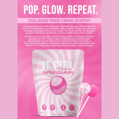 It Girl Beauty Lollipops - Collagen Peptides & Vitamin C Healthy Candy for Skin, Hair, Nails