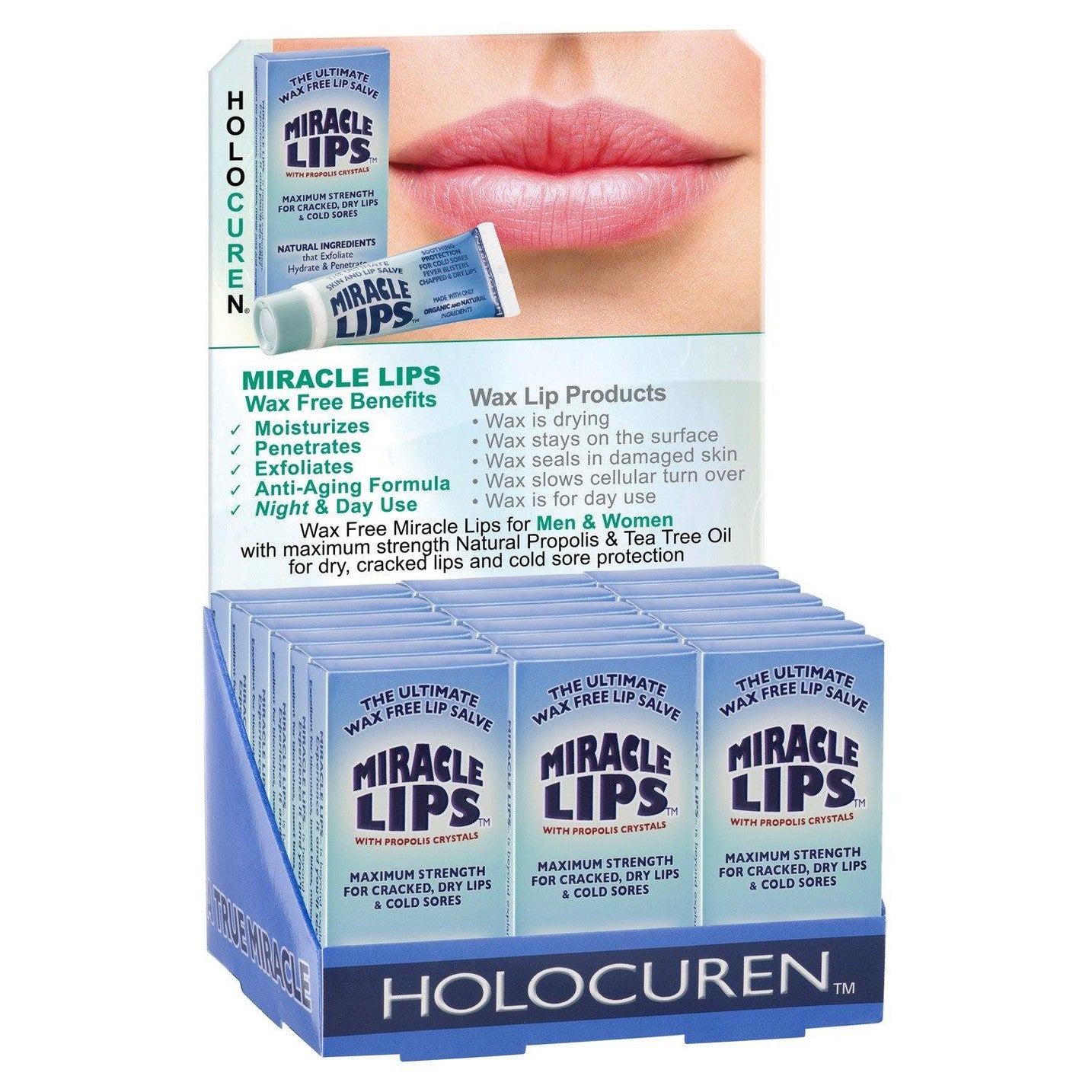 Miracle Lips Salve for Dry, Cracked, Sunburned Lips & Cold Sores