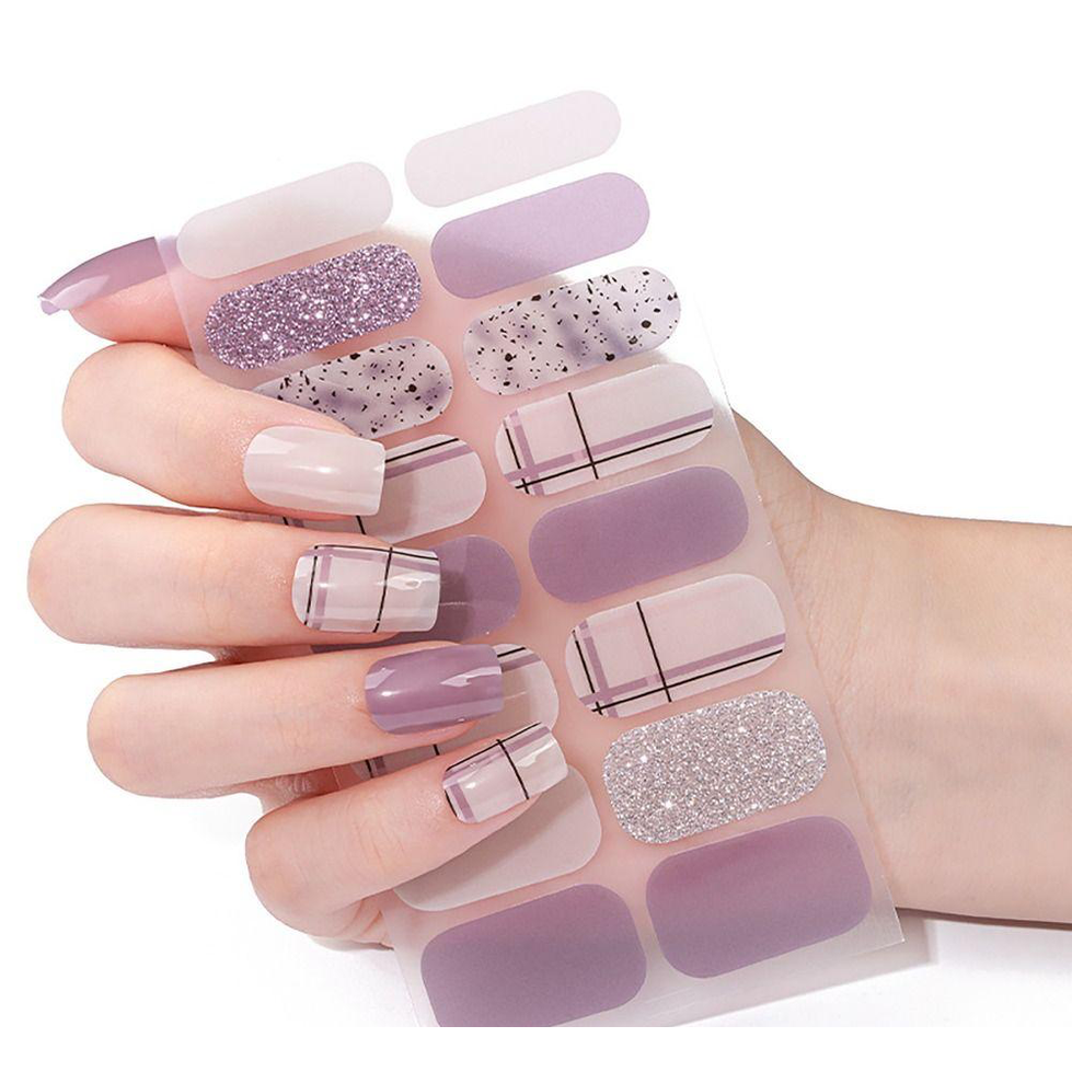 Lavender Glitter Gel Nails