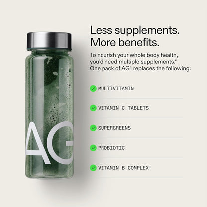 AG1 Athletic Greens Powder – Daily Foundational Nutrition, 360 g (12.7 oz), Pack of 2 – 60 Servings