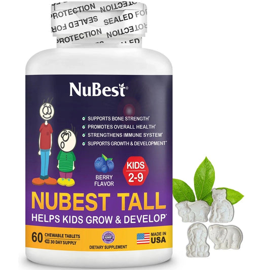 NuBest Tall Kids 60 Chewable Tablets, Helps Kids Healthy Growth for Age 2-9