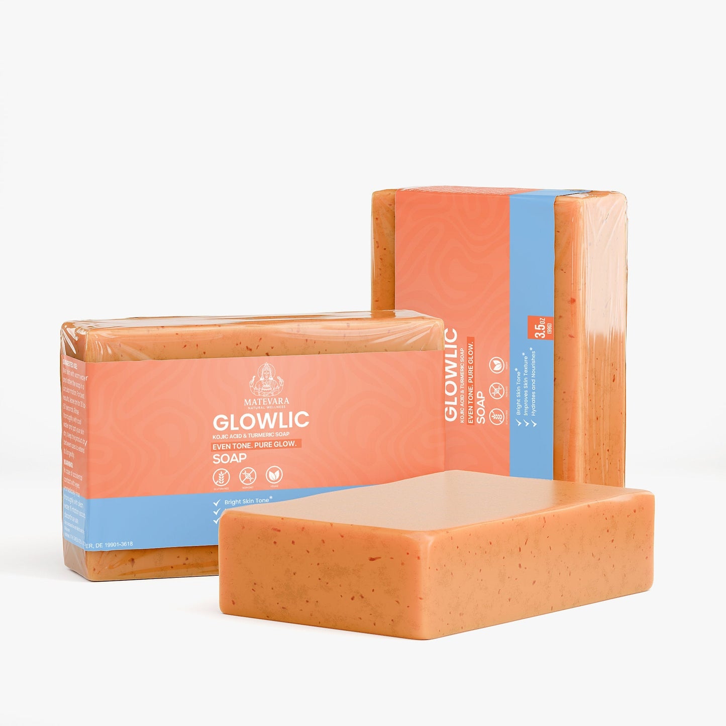 Glowlic Kojic Acid & Turmeric Soap | Brightening & Even Tone Support | Cleansing Bar with Shea Butter | 3.5 oz