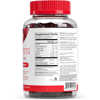HumanN SuperBeets Heart Gummies 3-Pack – Sugar-Free Beetroot &amp; Grape Seed Extract for Heart Health, Energy &amp; Circulation – Pomegranate Berry Flavor, 60 Gummies Each