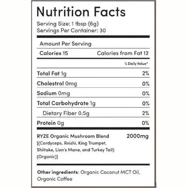 RYZE Mushroom Coffee | 6 Adaptogenic Mushrooms | USDA Organic | Instant Coffee | MCT Oil | USA Grown | Better Energy, Focus, Digestion, Immunity | Cordyceps, Lion’s Mane, Turkey Tail | 30 servings