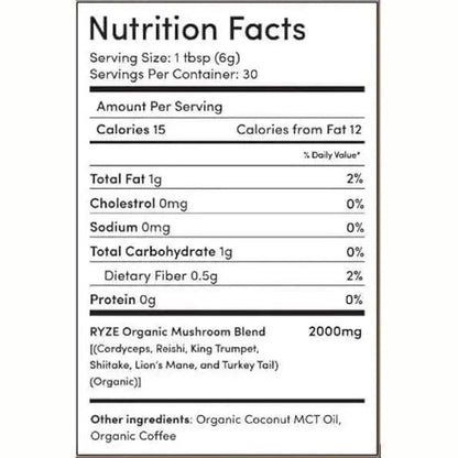 RYZE Mushroom Coffee | 6 Adaptogenic Mushrooms | USDA Organic | Instant Coffee | MCT Oil | USA Grown | Better Energy, Focus, Digestion, Immunity | Cordyceps, Lion’s Mane, Turkey Tail | 30 servings