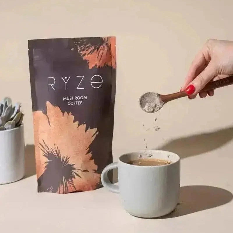 RYZE Mushroom Coffee | 6 Adaptogenic Mushrooms | USDA Organic | Instant Coffee | MCT Oil | USA Grown | Better Energy, Focus, Digestion, Immunity | Cordyceps, Lion’s Mane, Turkey Tail | 30 servings