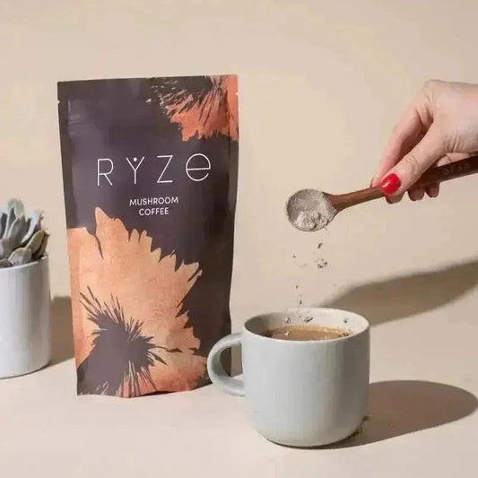RYZE Mushroom Coffee | 6 Adaptogenic Mushrooms | USDA Organic | Instant Coffee | MCT Oil | USA Grown | Better Energy, Focus, Digestion, Immunity | Cordyceps, Lion’s Mane, Turkey Tail | 30 servings