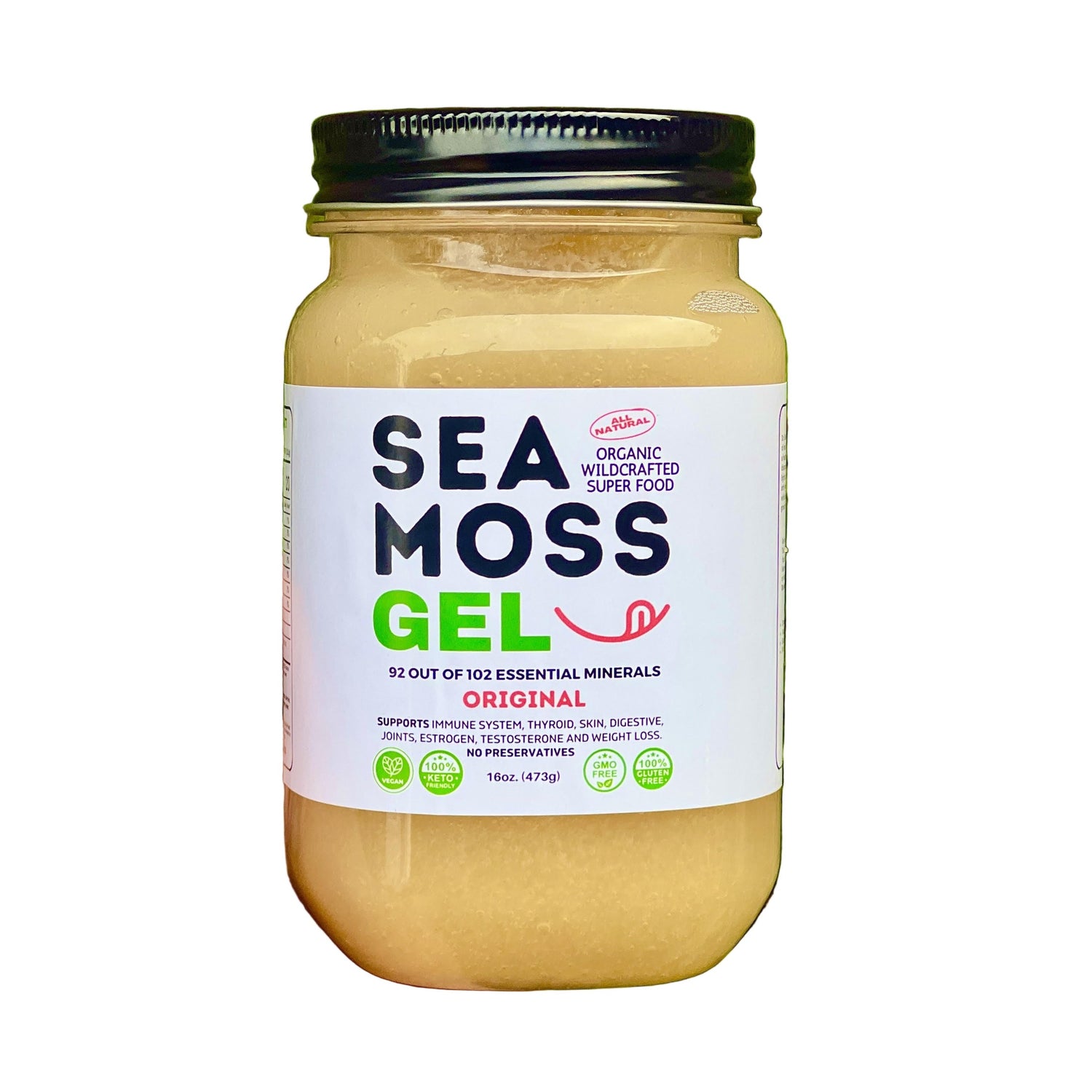 Original Sea Moss Gel - Dr. Sebi Inspired 100% Raw Organic - Wild Harvested Sea Moss