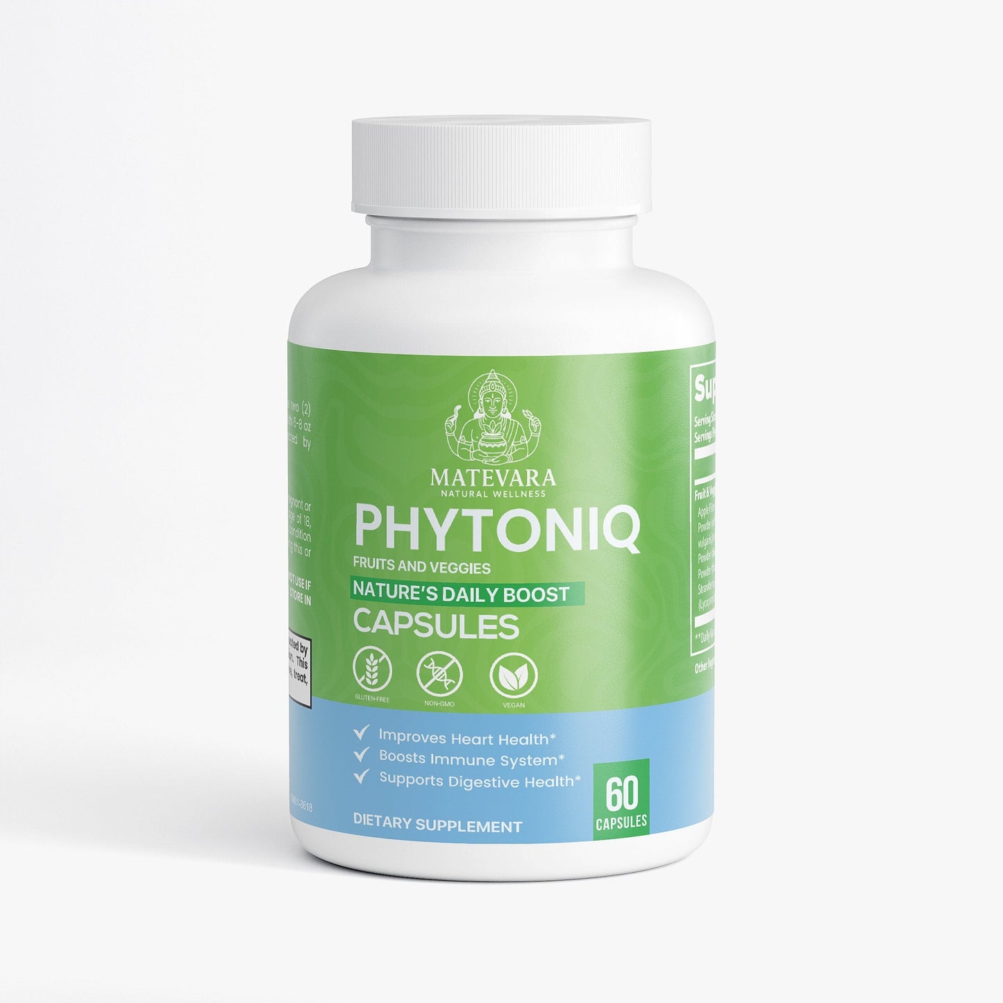 Phytoniq Fruits & Veggies | 10 Whole Food Blend with Beet, Blueberry, Carrot | Digestive Support Capsules | 60 Count