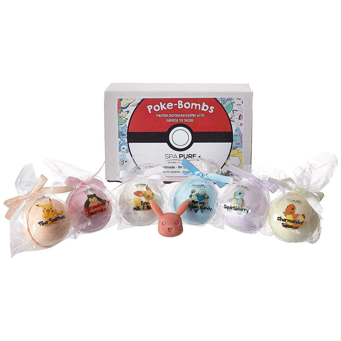 Bath Bombs for Kids: With Toys Inside, Pokemon-Inspired, Moisturizing, Natural, Large Colorful Bath Bombs (6 Count) Pack of 1