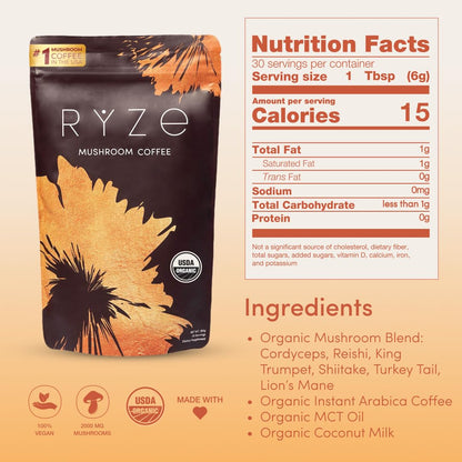 2 Pack Ryze Organic Mushroom Coffee W/ 1 RYZE Spoon 100% Authentic FREE SHIPPING