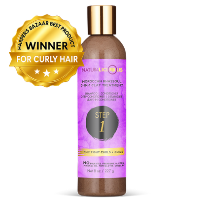 Step 1: Moroccan Rhassoul 5-in-1 Clay Treatment (For Tight Curls)