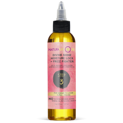 Step 3: Divine Shine Moisture Lock & Frizz Fighter (For Loose Curls)