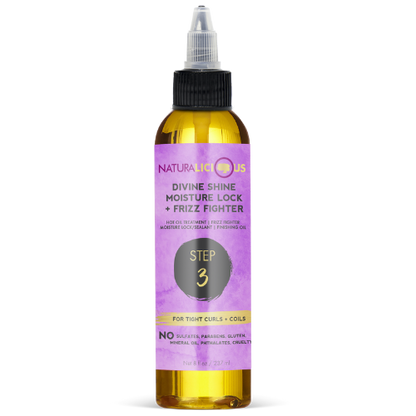 Step 3: Divine Shine Moisture Lock & Frizz Fighter (For Tight Curls)